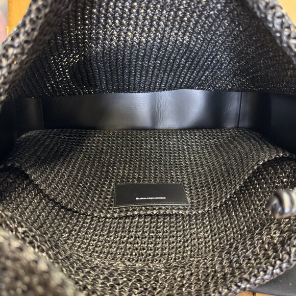 Alexander Wang Large Ryan Raffia Effect Shoulder Bag - Black - Picture 9 of 9